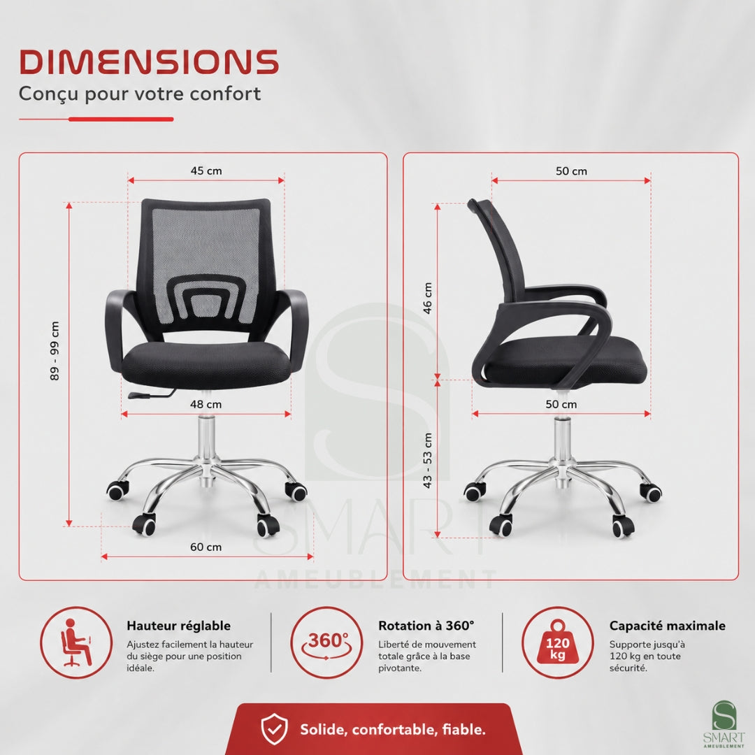 AVERON - Chaise de Bureau Noir
