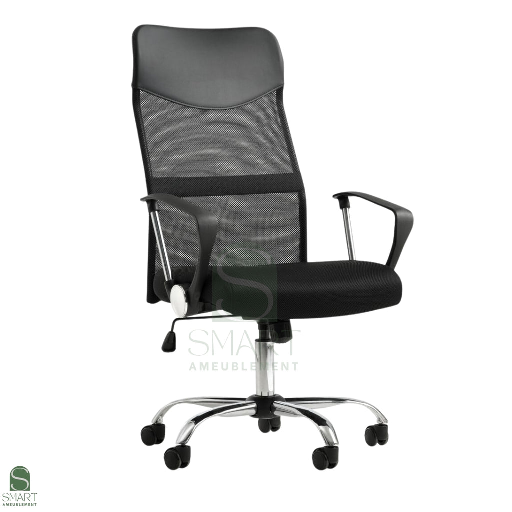 SELVIO – Fauteuil Président Ergonomique à Dossier Haut en Maille Respirante