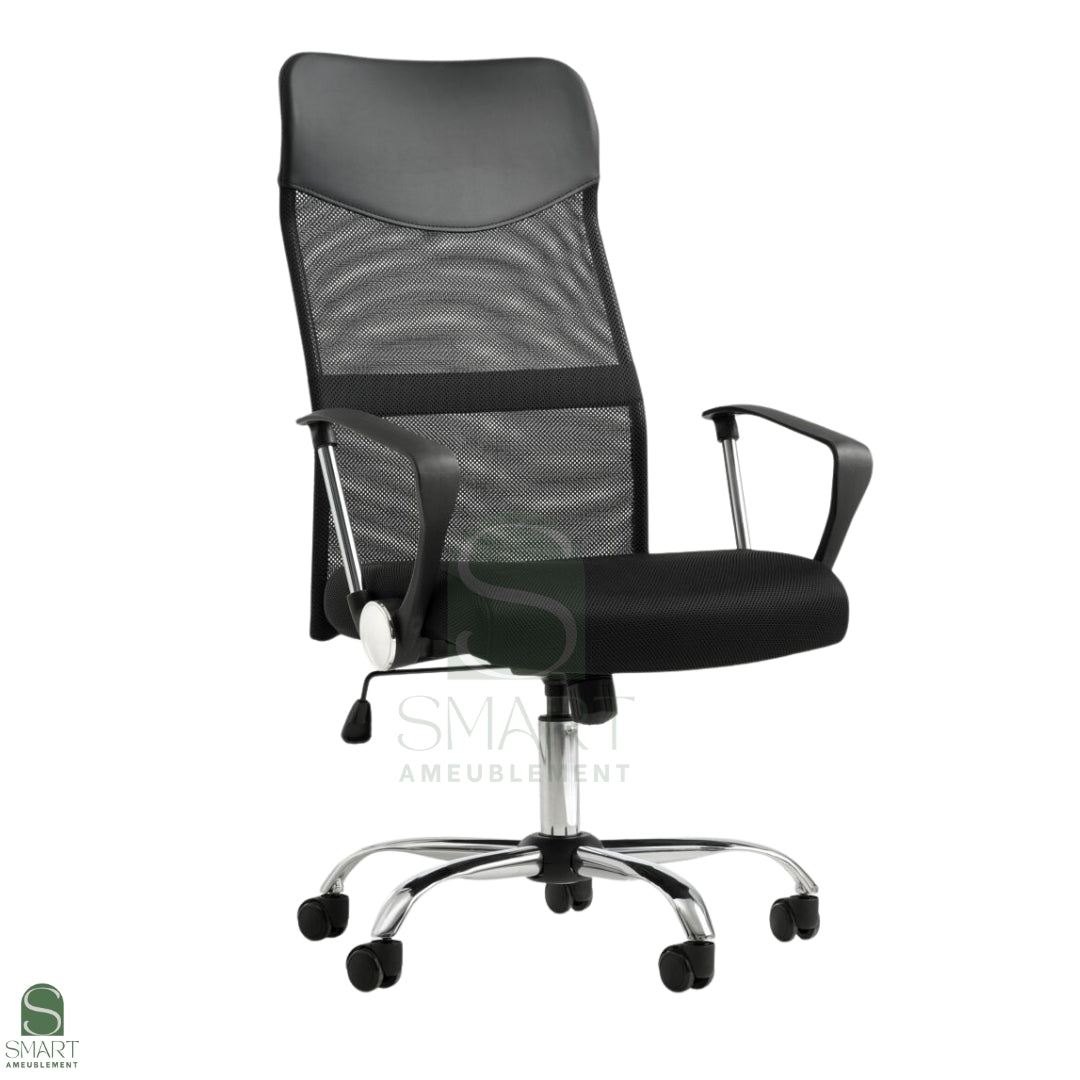 SELVIO – Fauteuil Président Ergonomique à Dossier Haut en Maille Respirante
