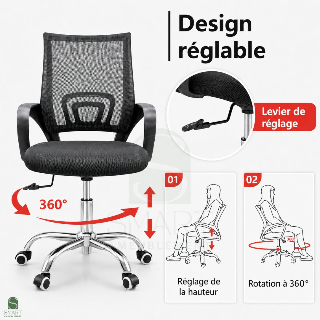 AVERON - Chaise de Bureau Noir