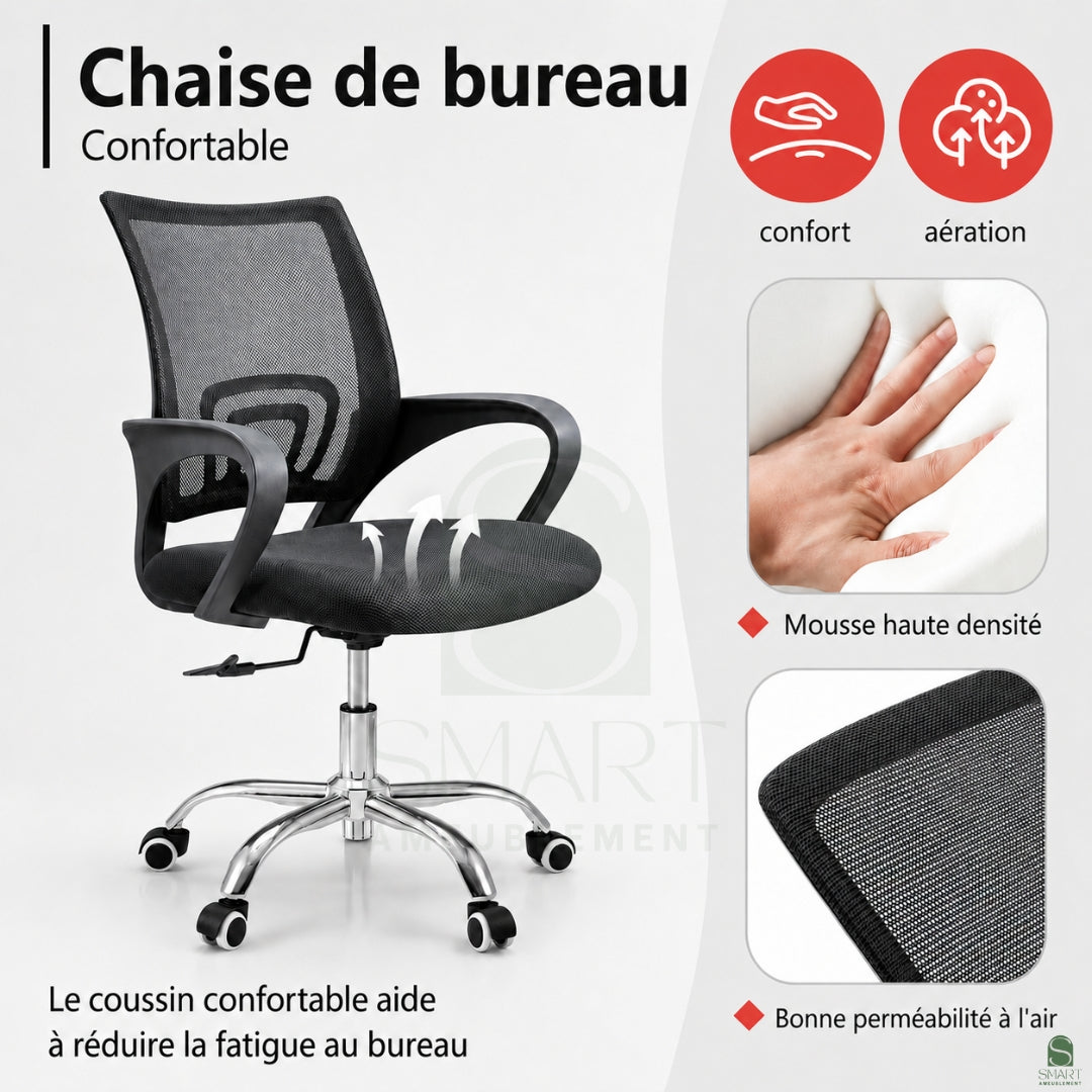 AVERON - Chaise de Bureau Noir